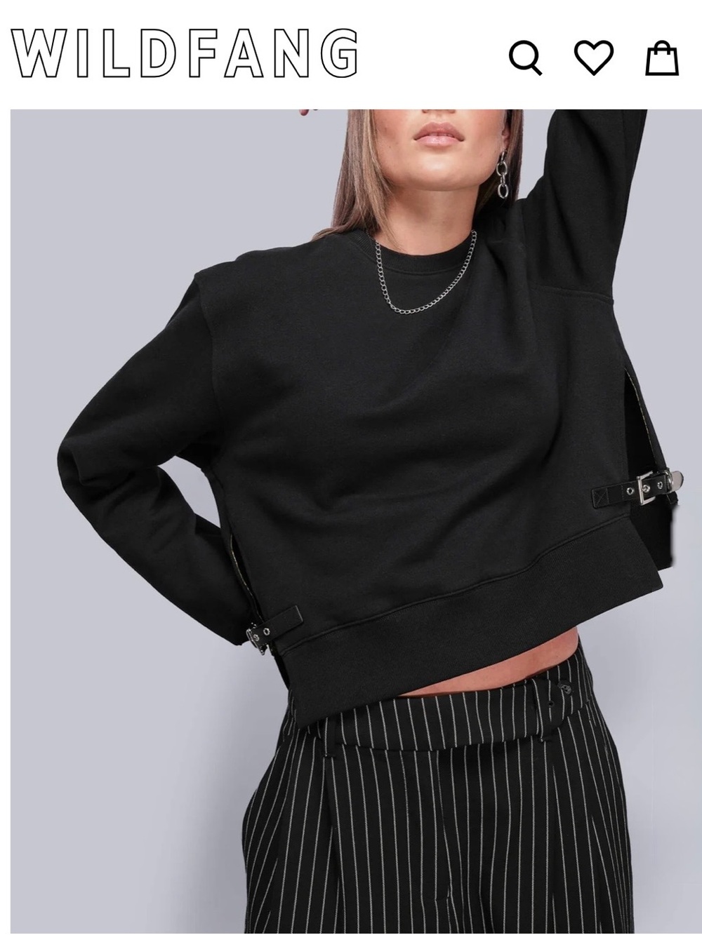 Debbie Harry x WILDFANG Side Slit Buckle Sweatshirt Black Size Small Sold Out
